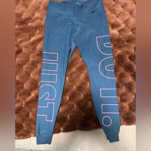 Nike Dri-FIT Just Do It Leggings Size L Blue Pink Athletic Workout Pants